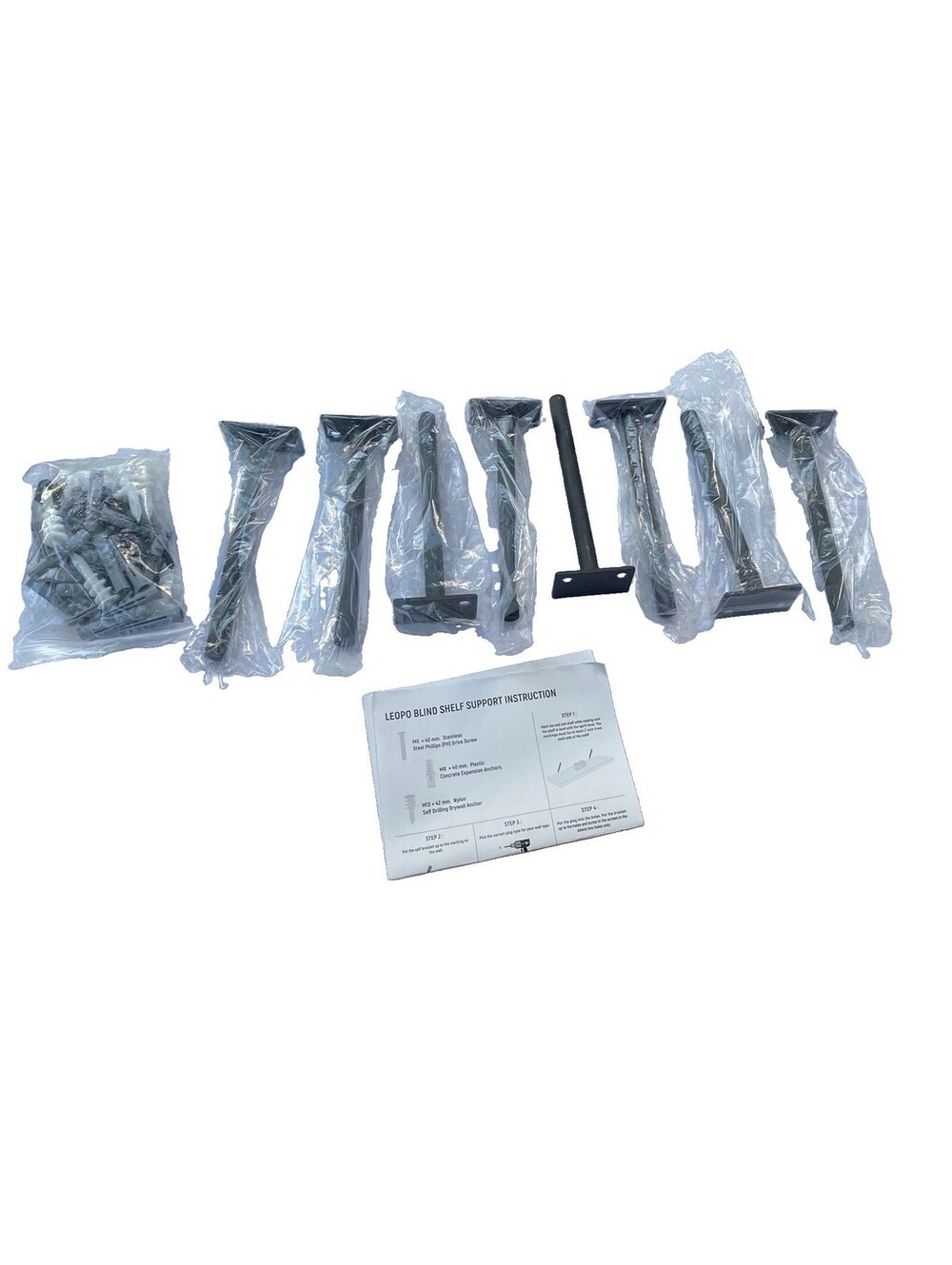 8 Pack Of 6 inch Floating Black Iron Shelf Brackets, Hidden Brackets 6” Screws